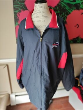 Y2K Vintage Men's Reebok Buffalo Bills Full-Zip Windbreaker Jacket Size XXL
